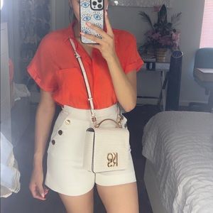 Michael Kors Crocodile Embossed Convertible Crossbody Bag Light Cream